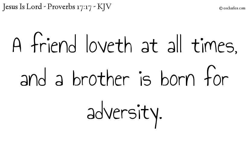 A friend loveth at all times, and a brother is born for adversity.