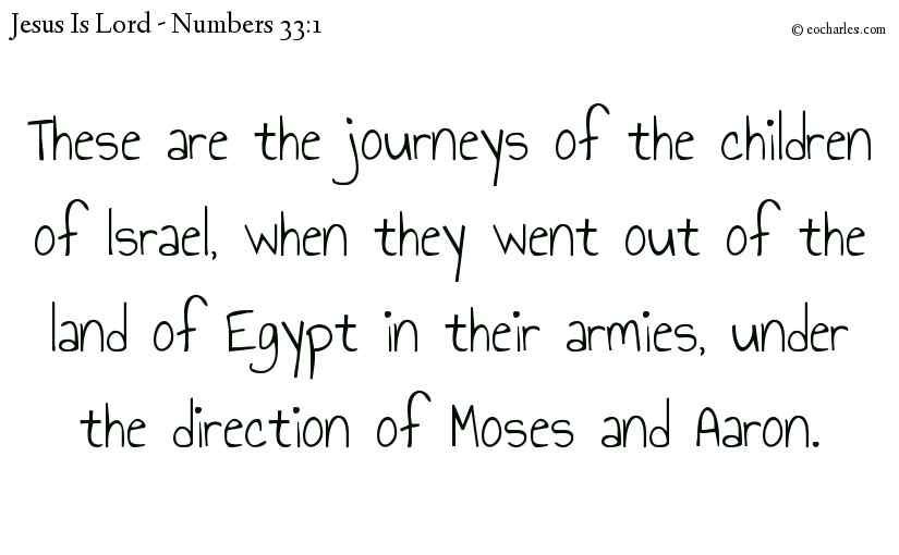 These are the journeys of the children of Israel, when they went out of the land of Egypt in their armies, under the direction of Moses and Aaron.