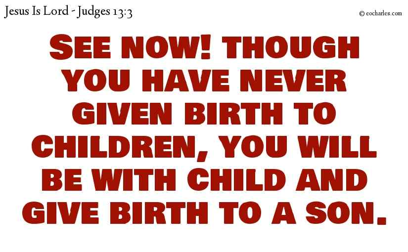 See now! though you have never given birth to children, you will be with child and give birth to a son.
