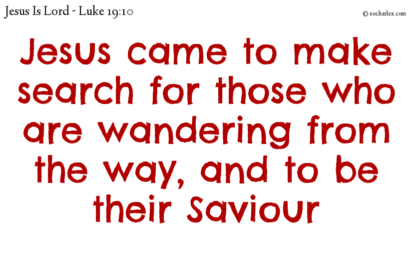 Jesus came to search for, and save that which was lost.