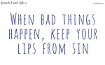 When bad things happen, keep your lips from sin